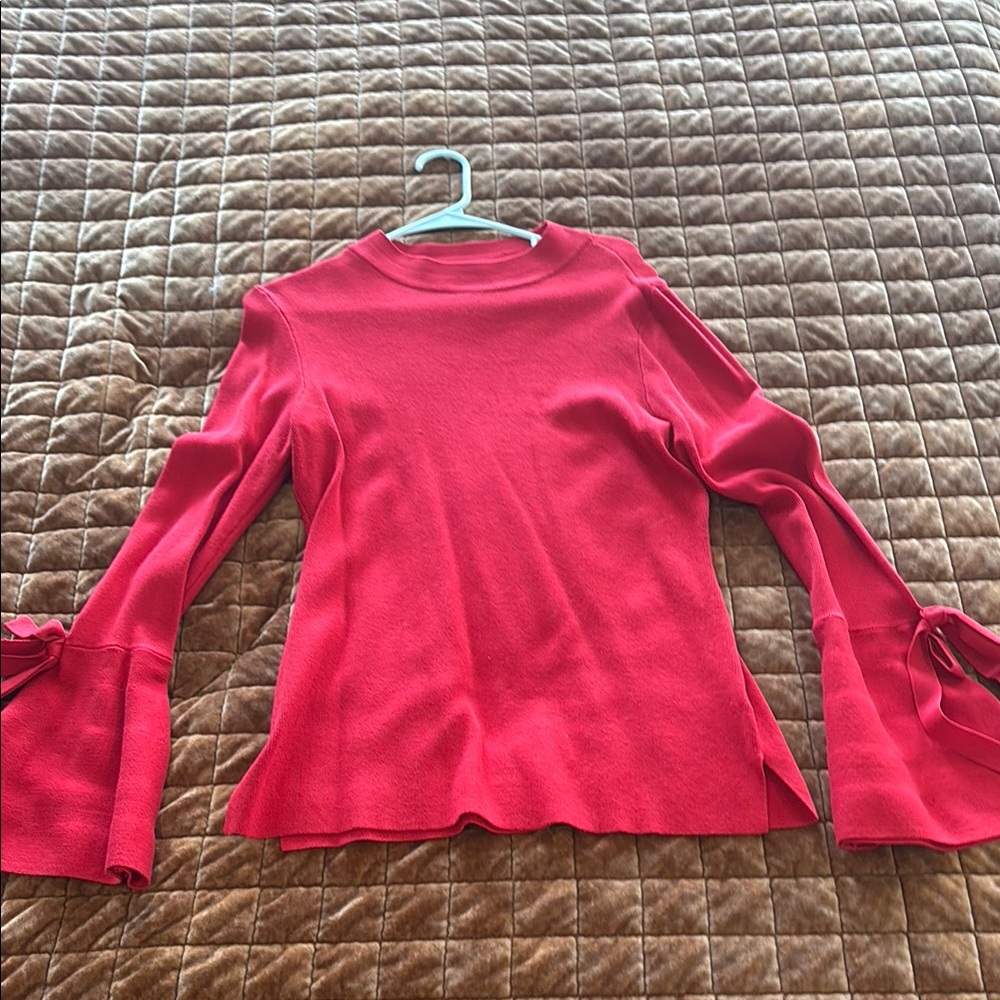 Red Women's Top with Flared Sleeves